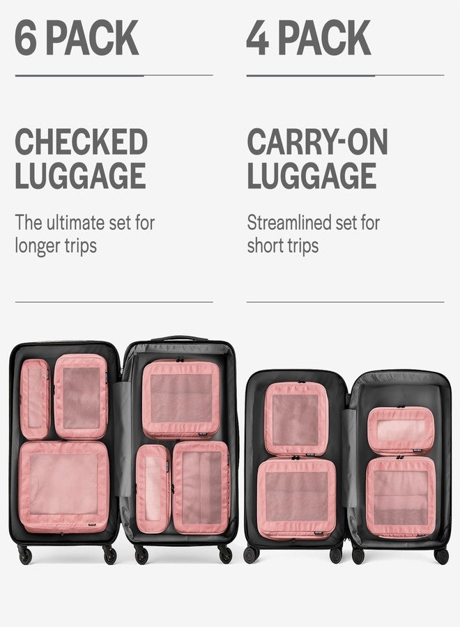 Aerotrunk مكعبات ضغط Aerotrunk للسفر - حقائب تنظيم الأمتعة - مكعبات تعبئة بسحاب مزدوج للحقائب (عبوة من 6 قطع، لون وردي) - Image 4