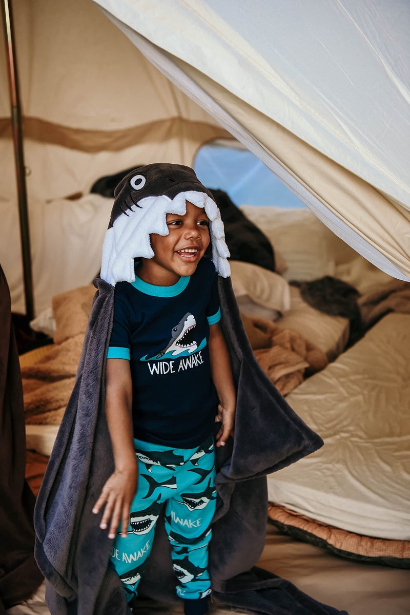 Lazy One Wearable Hooded Blanket for Kids, Animal Hooded Blanket (Shark) - Image 4