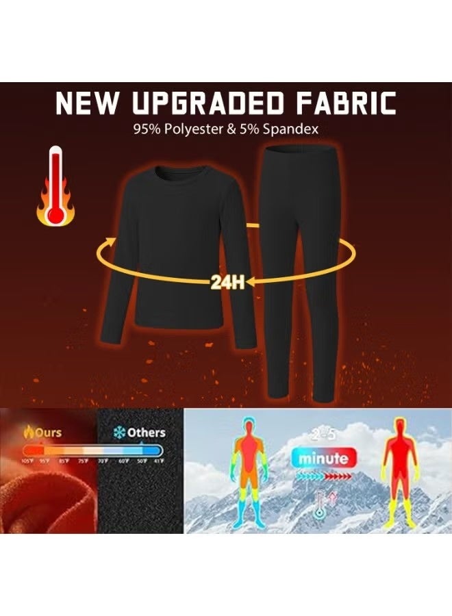 إيليلي طقم ملابس داخلية حرارية للأطفال، بطانة داخلية من الصوف فائق النعومة وخفيف الوزن، ملابس داخلية حرارية للأطفال الصغار، طبقات أساسية للأطفال للتزلج، طقم ملابس داخلية حرارية للأولاد والبنات (130 سم) - Image 5