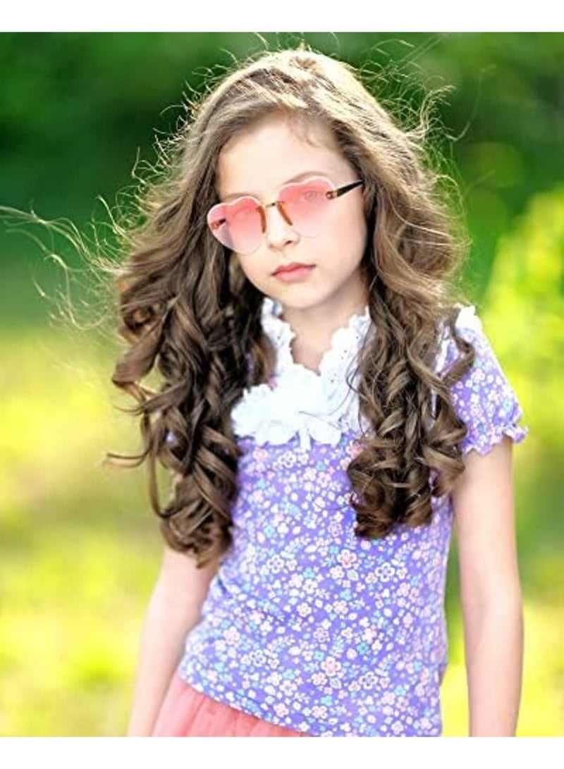 Barakah Kids Heart Sunglasses 4 Pairs Rimless Heart Shaped Glasses for Girls Boys, Cute Transparent Gradient Eyewear in 4 Styles, Trendy Fun Clear Sun Glasses for Beach Holiday Birthday Party Festival - Image 2