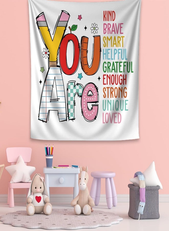 Boqin Quote You Are Tapestry - Positive Affirmations Tapestries, Inspirational Wall Art Wall Hanging, Positive Saying Classroom Tapestries, You Are Kind Brave Smart Inspirational Wall Blanket Decor for Room, Playroom - 50 x 60 Inch - Image 5