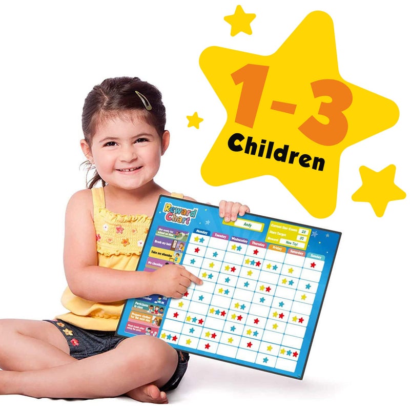 inamio Magnetic Kids Responsibility Reward Chart - Engaging 3D Stars & Chore Tasks - Behavior Chart for Home & School - Ideal for Ages 3-9, Multiple Kids - Image 3