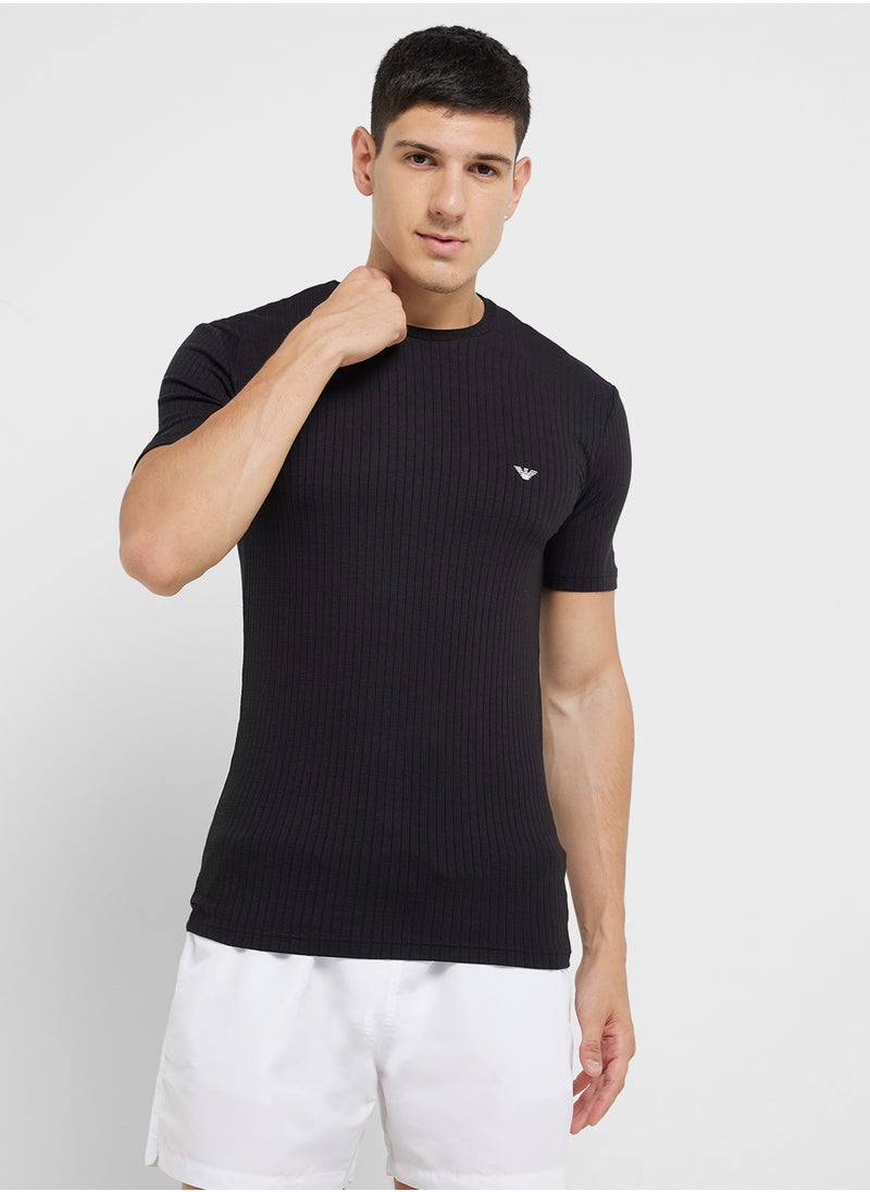 EMPORIO ARMANI Beachwear Logo Crew Neck T-Shirt  - Image 1