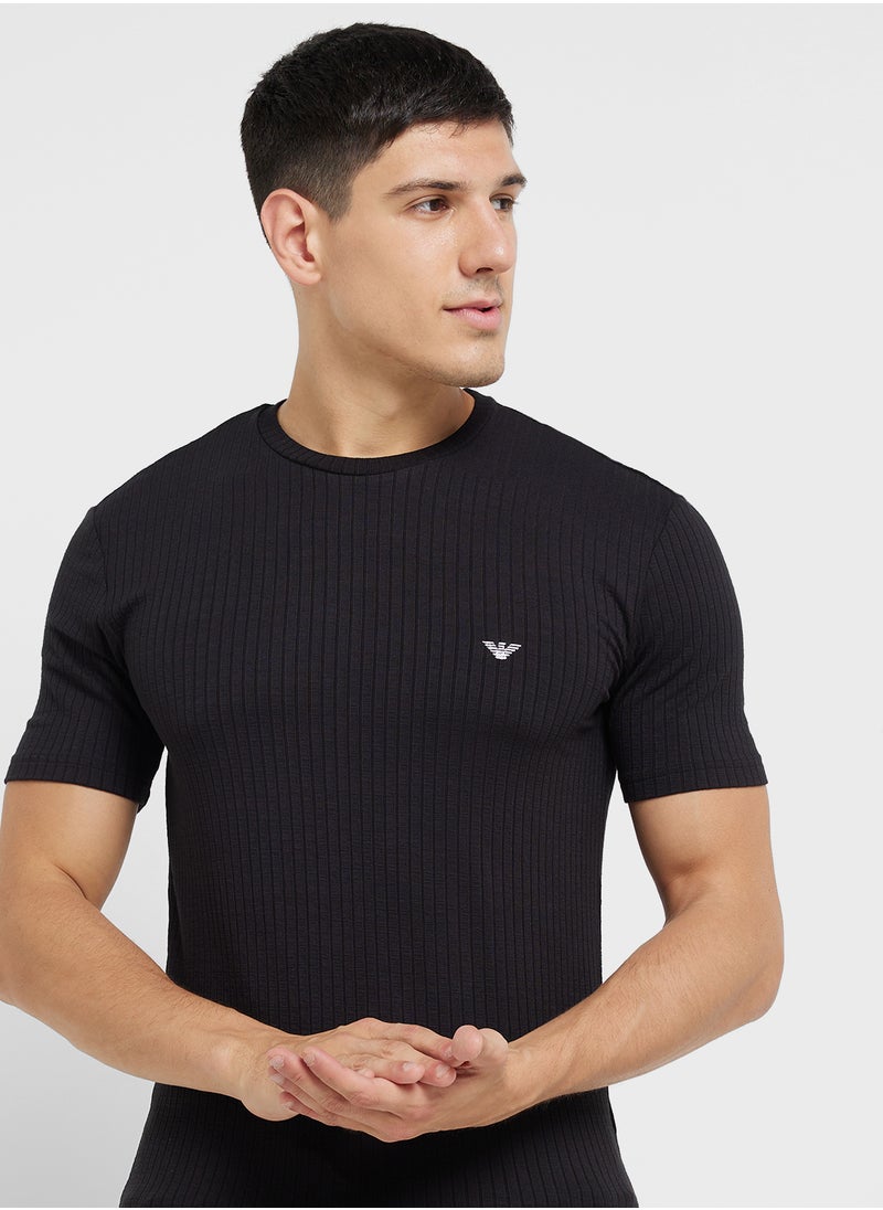 EMPORIO ARMANI Beachwear Logo Crew Neck T-Shirt  - Image 3