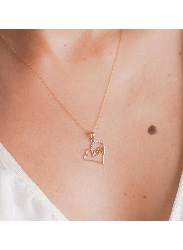 Gold Zone Real Gold 2 Color Mom Heart Necklace GL2497 CWP 1700 - Image 3