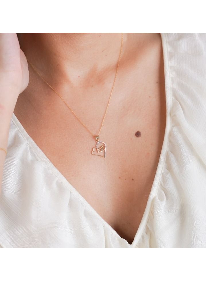 Gold Zone Real Gold 2 Color Mom Heart Necklace GL2497 CWP 1700 - Image 1