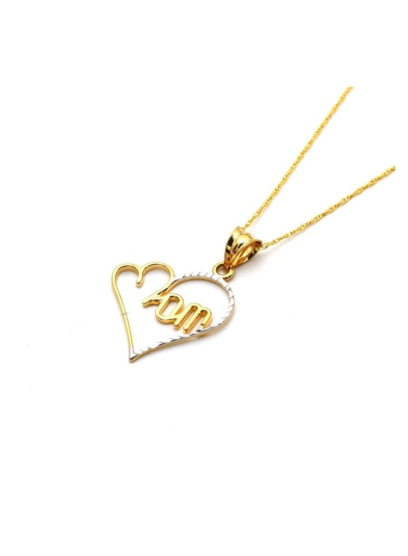 Gold Zone Real Gold 2 Color Mom Heart Necklace GL2497 CWP 1700 - Image 4