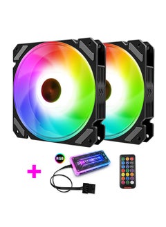 COOLMOON quiet moon chassis cooling fan 12cm desktop computer adjustable speed LED luminous silent rgb fan 2 Quiet month RGB fans 1 set of standard controllers