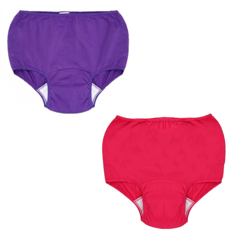 Wemyc Incontinence Underwear For Women I Washable & Reusable I For Medium Leaks I Adult Diaper I Bedwetting Panty I Colour Raspberry & Purple (L) - Image 1