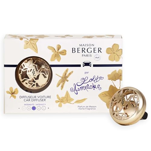 Maison Berger مايزون بيرجر - مجموعة موزع معطر هواء السيارة القابلة لإعادة التعبئة - 3.1 × 2 × 0.8 بوصة - صنع في فرنسا (لوليتا لمبكا ساتين جولد) - Image 1