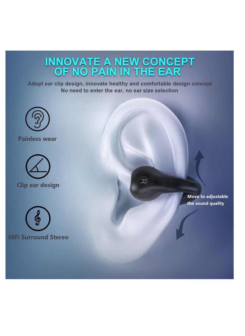 Excefore Wireless Open Ear Sport Headphones, Ear Clip Wireless Earbuds with Digital Display Charging, Air Conduction Bluetooth Headset, With Bluetooth 5.3, for Cycling, Running, Workout, Driving (Black)  - Image 3