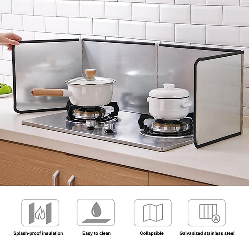 MIXEN Anti Splatter Shield Guard 4 Sided Oil Guard Nonstick Splatter Screen Folding Splatter Shield Kitchen Splashback Protector Wall Screen Baking Protector - Image 5