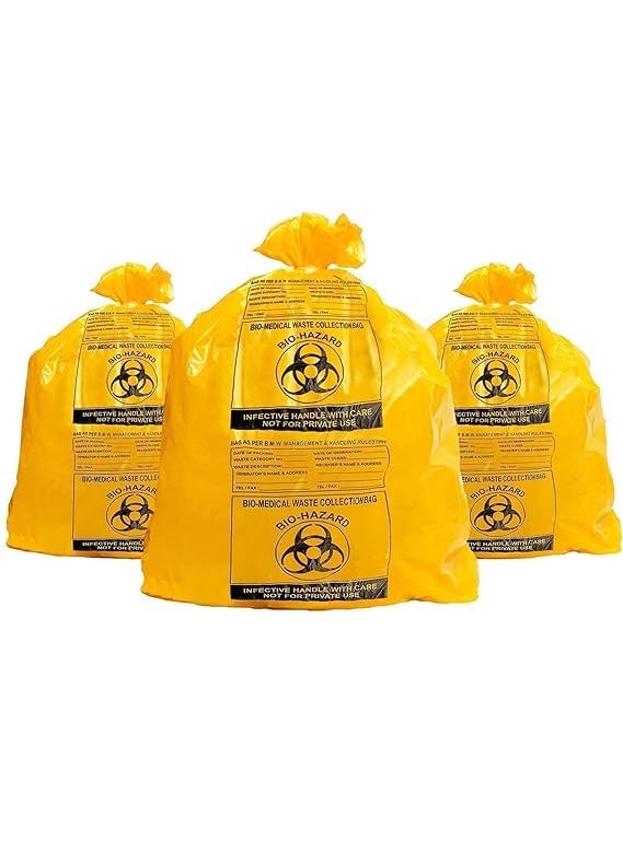 CLEAN DOT Clean Dot Yellow BiohazardBiomedical Waste Bag 29x39 Inches Pack of 500 Pcs large Size  - Image 1