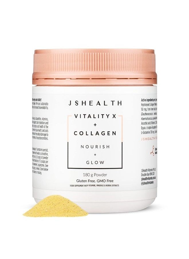 JSHealth - Vitamins Vitality X + Collagen - Beauty Powder Supplement with Aloe Vera Silica and Vitamins C & E to Nourish Hair Skin and Nails (180g) - Image 1