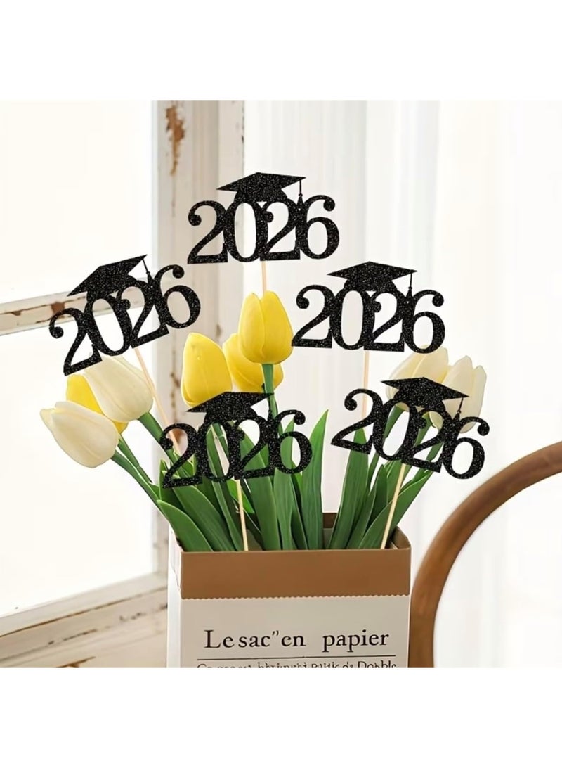 Welcome Back to School Class of 2026 Cake Topper, Black Glitter Graduation School Nursery End of er, GTerm, New Term, First Day Of School Celebration University Baking Decoration Muffins Sweet Treats Tableware Party Supplies - Image 5