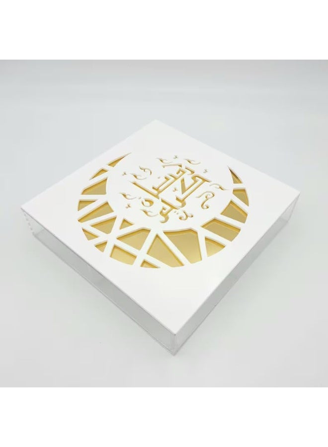 Horoof Market Horoof Home® Elegant Ramadan Kareem Acrylic Decoration - Gold, White & Clear Design (20.3x20.3x5 cm) - Image 2