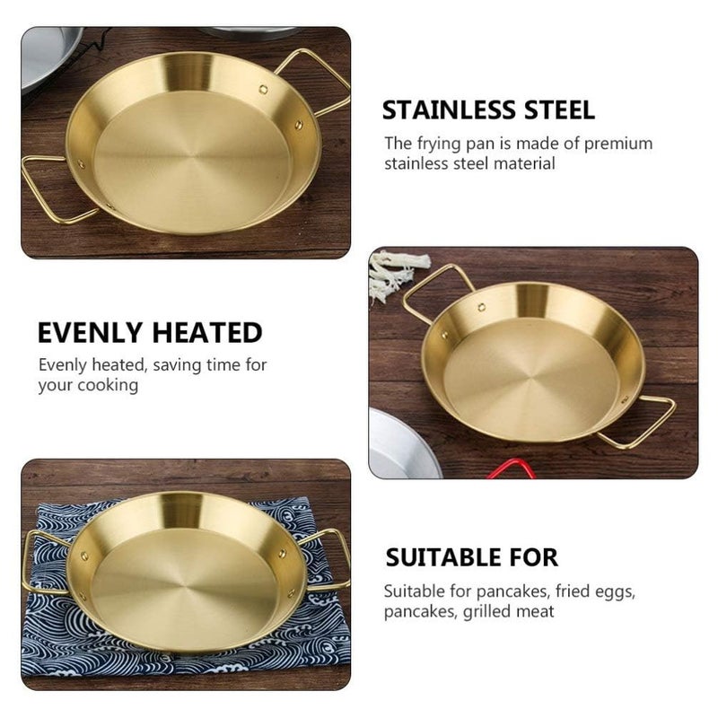 Alark مقلاة بايلا من الفولاذ المقاوم للصدأ 1.5 لتر، مقلاة دجاج مقلية، وعاء تسخين سباغيتي، ووك للأواني، وعاء تقديم مع الكاري المطبوخ، مقلاة متعددة الوظائف ثلاثية الطبقات ذات قاع دائري - Image 3