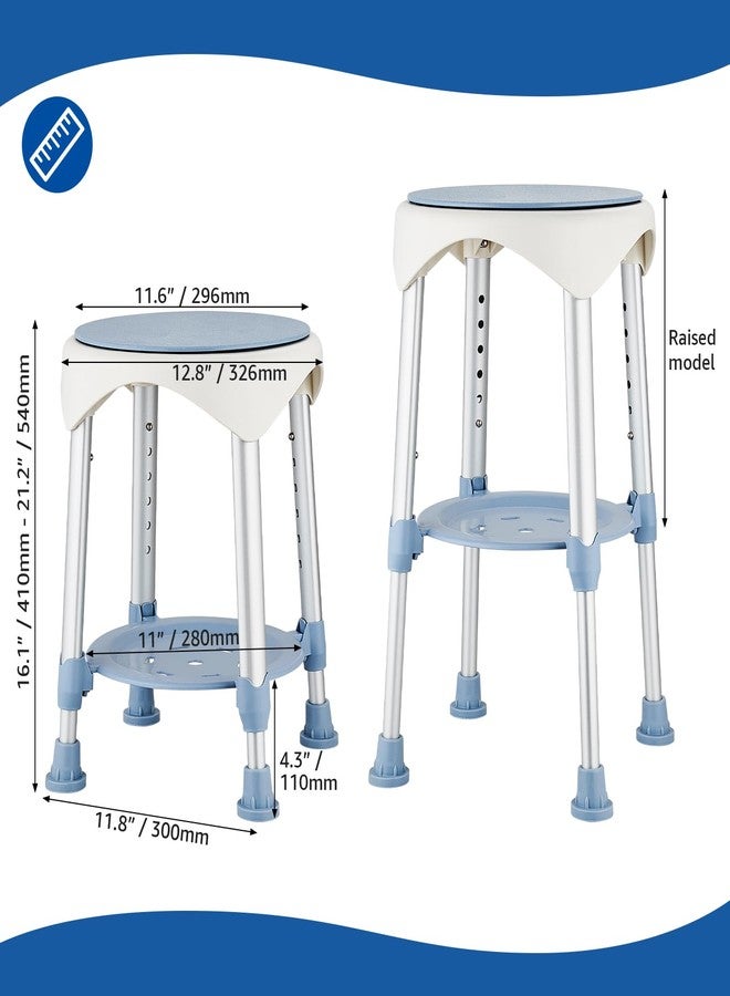 KSITEX Shower Chair Stool for Inside Shower, Small Corner Plastic Stool for Shower 300 Lb,360° Swivel Bath Shower Seat for Seniors Adults Sitting, Adjustable Bathtub Stool with Storage Tray (Blue) - Image 2