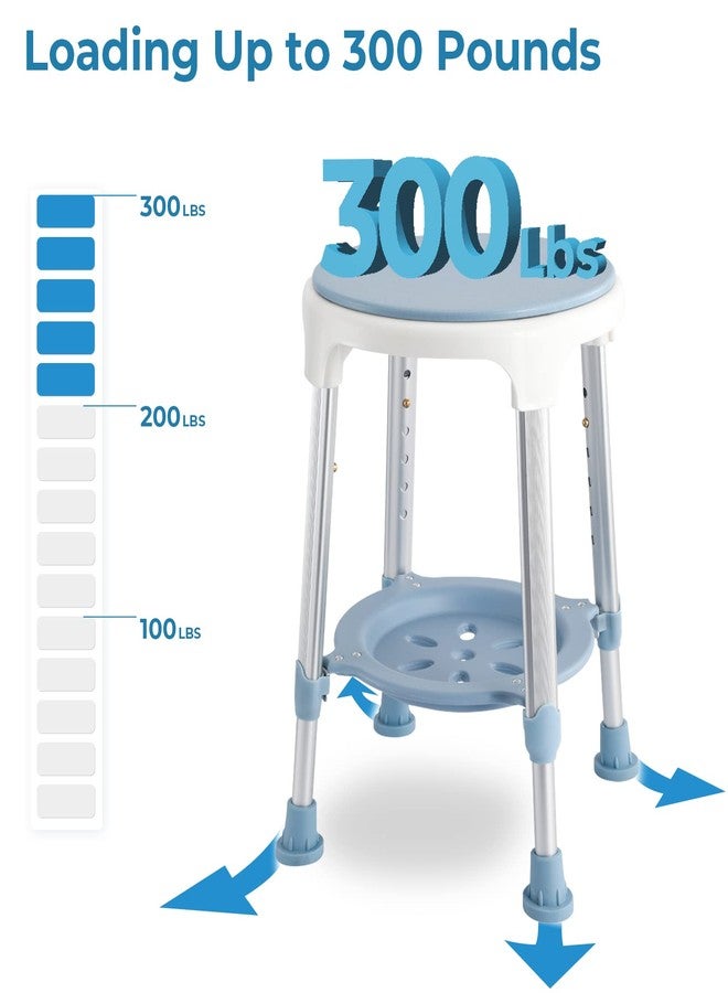 KSITEX Shower Chair Stool for Inside Shower, Small Corner Plastic Stool for Shower 300 Lb,360° Swivel Bath Shower Seat for Seniors Adults Sitting, Adjustable Bathtub Stool with Storage Tray (Blue) - Image 4