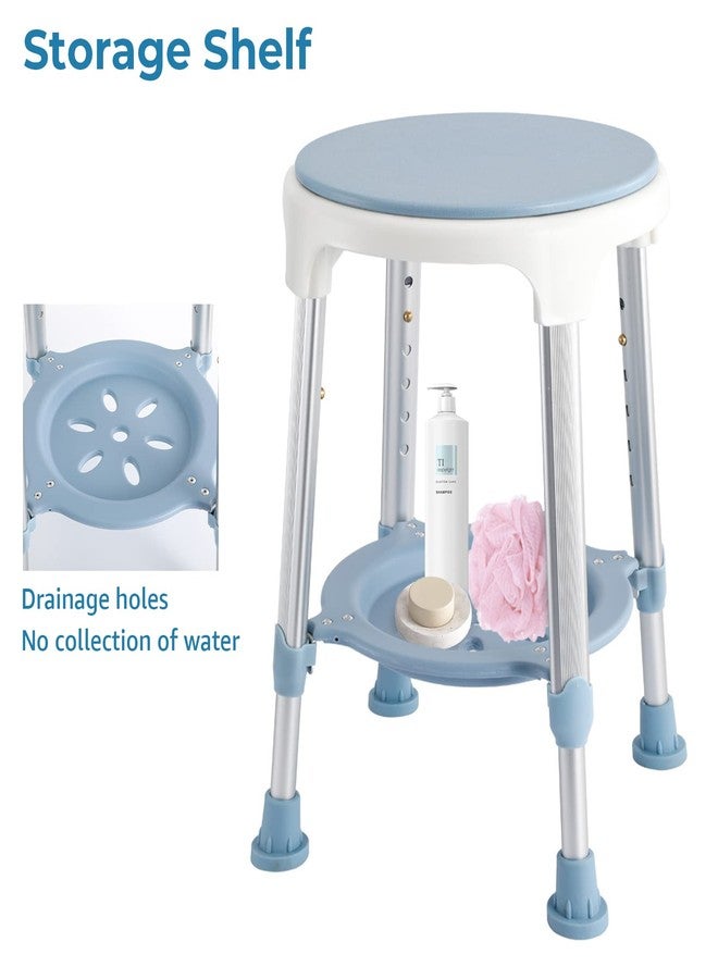 KSITEX Shower Chair Stool for Inside Shower, Small Corner Plastic Stool for Shower 300 Lb,360° Swivel Bath Shower Seat for Seniors Adults Sitting, Adjustable Bathtub Stool with Storage Tray (Blue) - Image 5