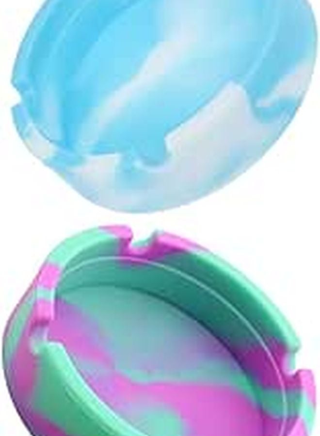 2 قطعة من صحون السجائر السيليكونية غير القابلة للانزلاق وغير القابلة للكسر للسيارة والمنزل والمكتب والهواء الطلق باللون الأخضر النعناعي - Image 1