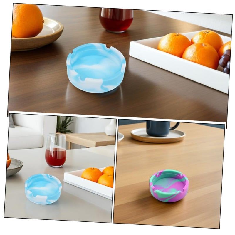 2 قطعة من صحون السجائر السيليكونية غير القابلة للانزلاق وغير القابلة للكسر للسيارة والمنزل والمكتب والهواء الطلق باللون الأخضر النعناعي - Image 4