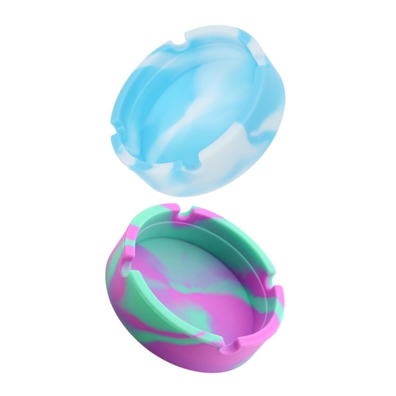 2 قطعة من صحون السجائر السيليكونية غير القابلة للانزلاق وغير القابلة للكسر للسيارة والمنزل والمكتب والهواء الطلق باللون الأخضر النعناعي - Image 2