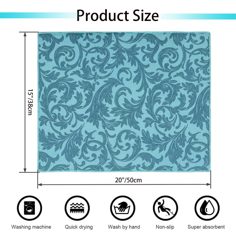 RUIFYRAY Dish Drying Mat For Kitchen Counter,4 Pack,Large Size 20"X15",Ultra Absorbent Microfiber Drying Mat,Dishes Drainer Pad (4) - Image 2