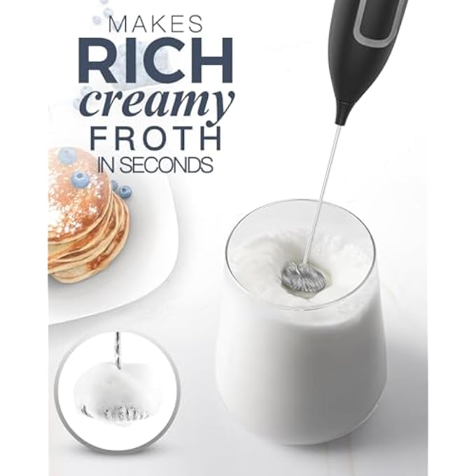 JIMYIU Powerful Milk Frother Handheld Battery Electric Foam Maker Frother Wand Drink Mixer With Stainless Steel Whisk For Coffee Matcha Lattes Cappuccino Black - Image 3