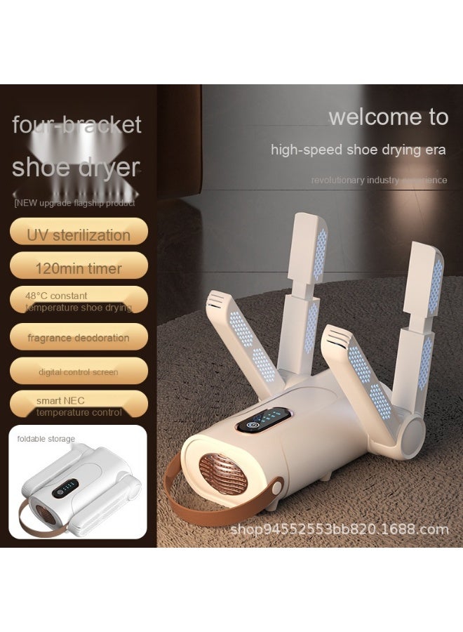 Portable Foldable Shoe Dryer with Timer, Constant Temperature, Dehumidification & Odor Removal, Double V Drying Technology