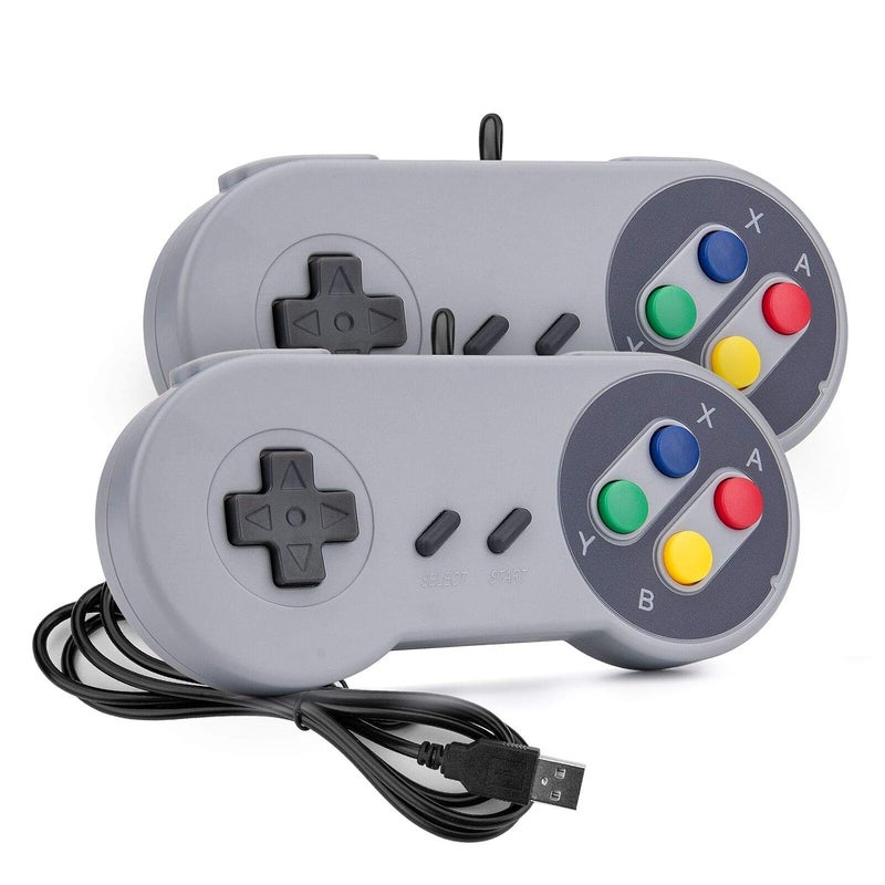 RII Game Controller, Retro USB Controller for PC Gaming, Super Classic Wired Game Emulator Controller for PC, Raspberry Pi, Windows,Mac,Liunx, Android (Grey, 2 Pack) - Image 1
