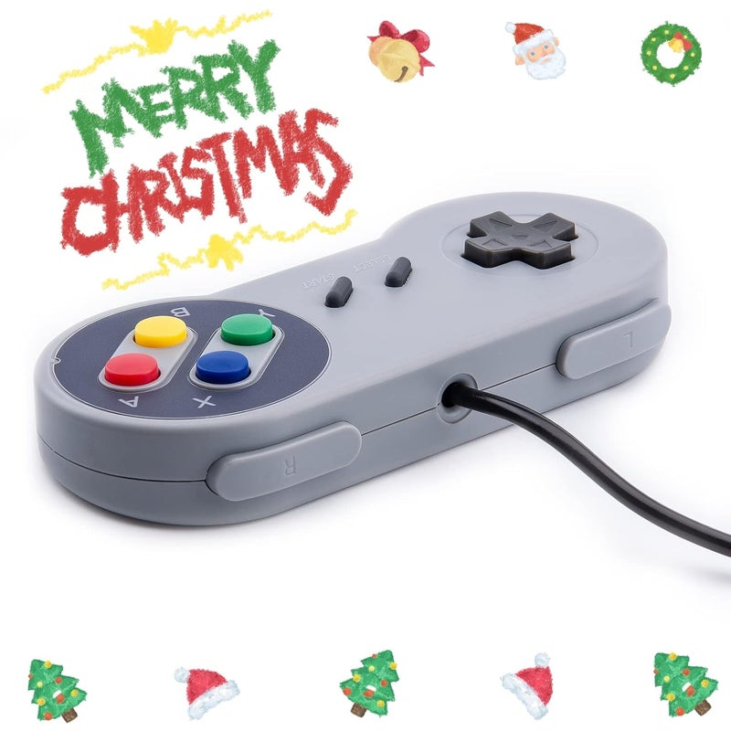 RII Game Controller, Retro USB Controller for PC Gaming, Super Classic Wired Game Emulator Controller for PC, Raspberry Pi, Windows,Mac,Liunx, Android (Grey, 2 Pack) - Image 2