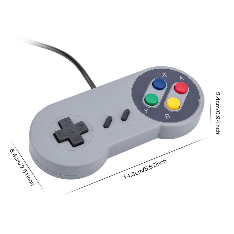 RII Game Controller, Retro USB Controller for PC Gaming, Super Classic Wired Game Emulator Controller for PC, Raspberry Pi, Windows,Mac,Liunx, Android (Grey, 2 Pack) - Image 4