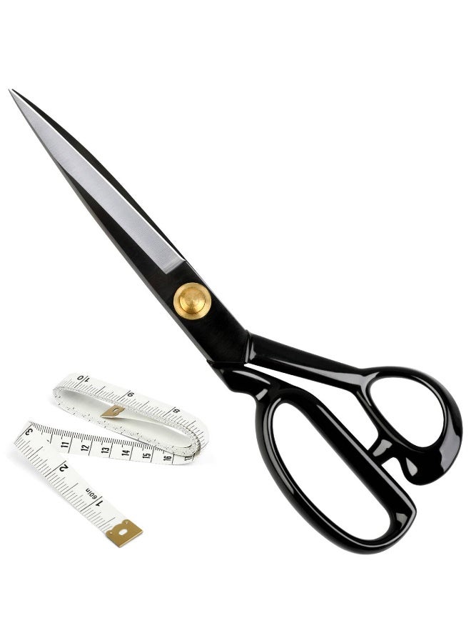 Fabric Scissors Professional 10 inch Heavy Duty Scissors for Leather Sewing Shears for Tailoring Industrial Strength High Carbon Steel Tailor Shears Sharp for Home Office Artists Dressmakers, Black - Image 1