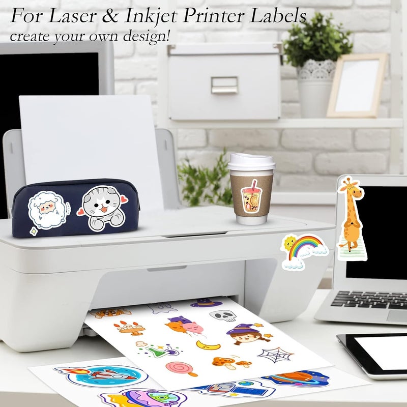 NefLaca 30 Full Sheets Sticker Paper for Laser & Ink Jet Printers, 8.5" x 11" Full Sheet Address Shipping Labels - Image 4