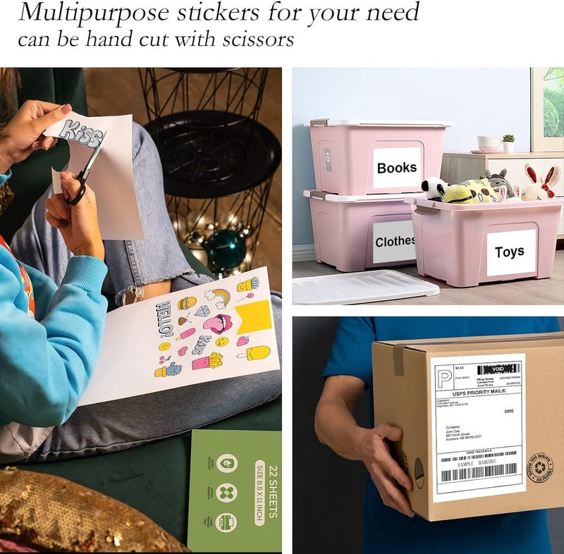 NefLaca 30 Full Sheets Sticker Paper for Laser & Ink Jet Printers, 8.5" x 11" Full Sheet Address Shipping Labels - Image 3