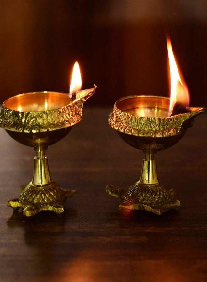 Hashcart Brass Kuber Diya for Puja - Turtle Diya Diwali Diyas [ Pack of 2 Pc ] - Indian Brass Oil Lamp - Kutthu Vilakku Deepam for Diwali Decorations - Indian Housewarming Return Gift Hashcart® - Image 4