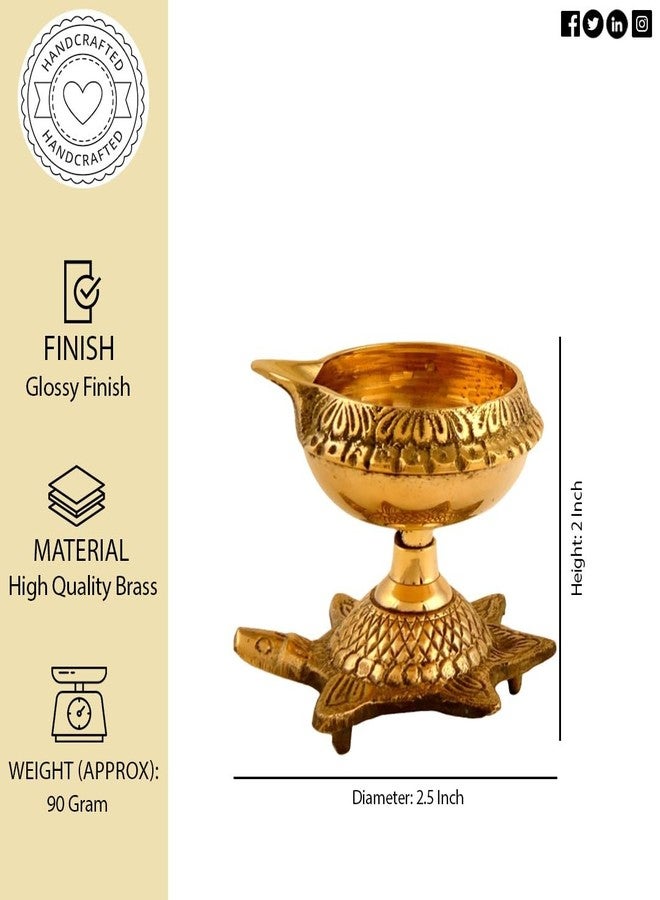 Hashcart Brass Kuber Diya for Puja - Turtle Diya Diwali Diyas [ Pack of 2 Pc ] - Indian Brass Oil Lamp - Kutthu Vilakku Deepam for Diwali Decorations - Indian Housewarming Return Gift Hashcart® - Image 3