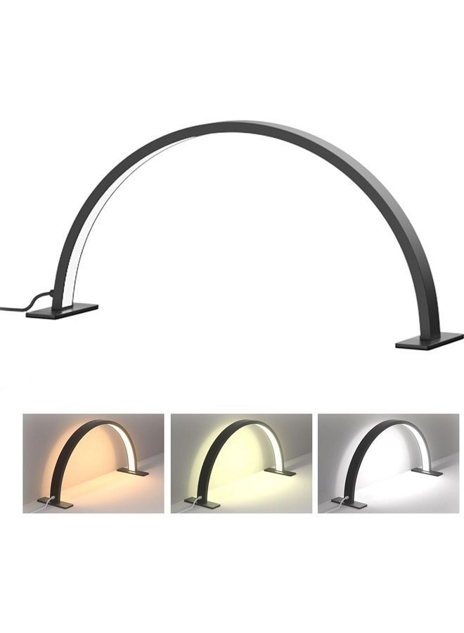 Half Moon Light Nail Lamp for Desk, LED Nail Tech Lamp Lash Light for Professionals, Dimmable Lamp with Touch Controller, Color Temperature 3000K-6000K (Black) - Image 1