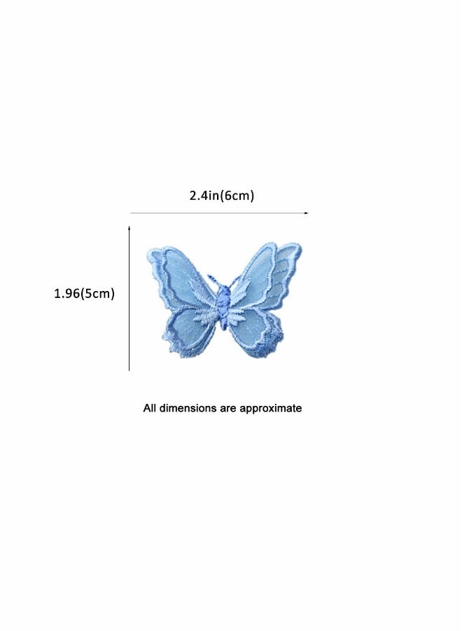 Butterfly Lace Trim, KASTWAVE 3D Double Layers Organza Patches Butterfly Lace Fabric Sewing Embroidery, DIY for Party, Wedding, Bridal, Women, Dress Decoration (10pcs Blue Butterfly)  - Image 5