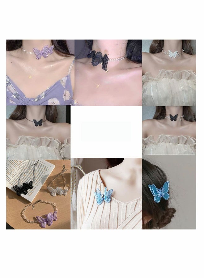 Butterfly Lace Trim, KASTWAVE 3D Double Layers Organza Patches Butterfly Lace Fabric Sewing Embroidery, DIY for Party, Wedding, Bridal, Women, Dress Decoration (10pcs Blue Butterfly)  - Image 2