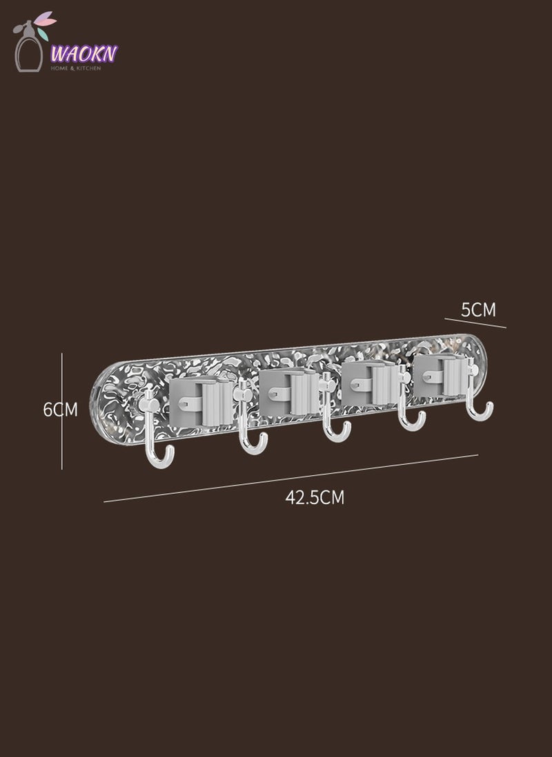 WAOKN 42.5cm Coat Hooks for Wall Self-Adhesive Hook Strong Load-Bearing Acrylic Hook Coat Hook with Rack Suitable for Bathroom Behind The Door Kitchen Can Hang Clothes Bath Towels No Punch Wall Hook Water Ripple Hook 4 Clip 5 Hook  - Image 2