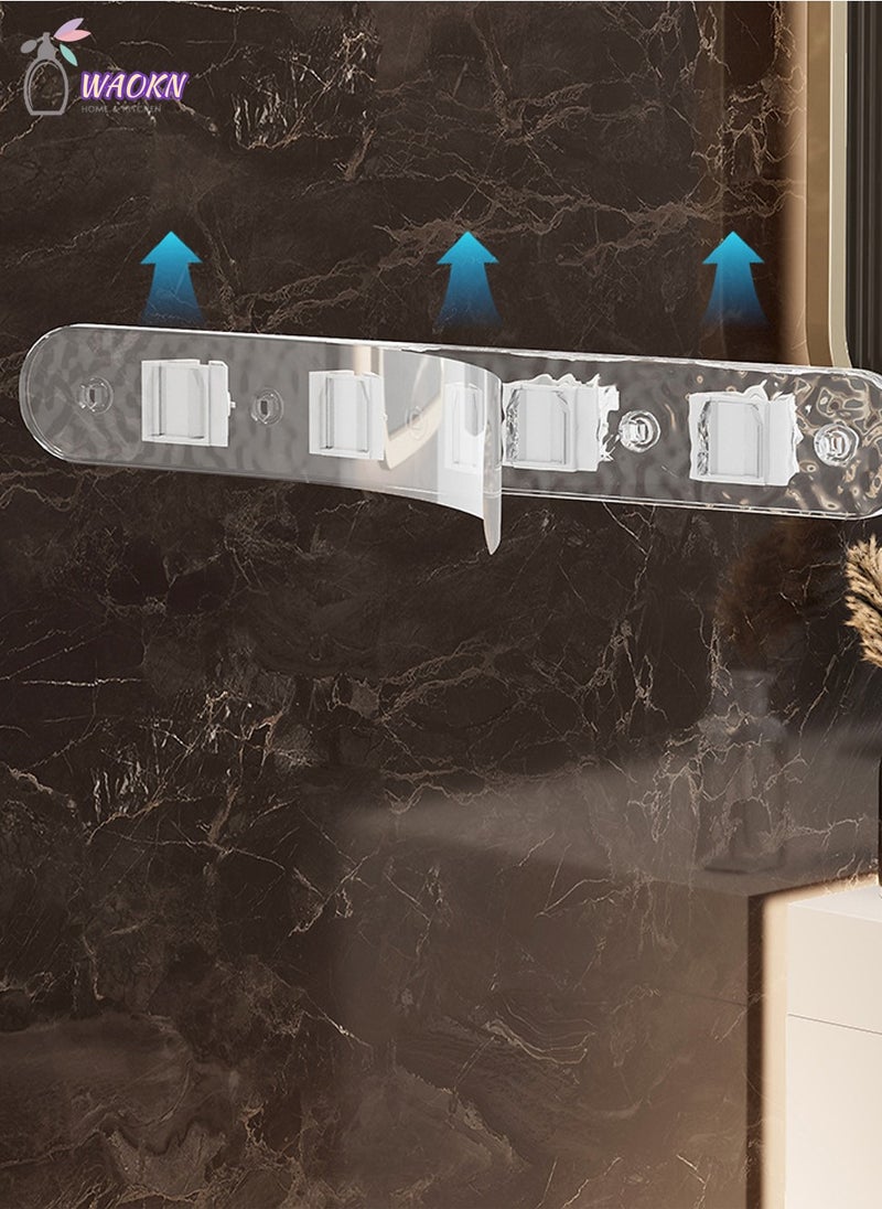 WAOKN 42.5cm Coat Hooks for Wall Self-Adhesive Hook Strong Load-Bearing Acrylic Hook Coat Hook with Rack Suitable for Bathroom Behind The Door Kitchen Can Hang Clothes Bath Towels No Punch Wall Hook Water Ripple Hook 4 Clip 5 Hook  - Image 4