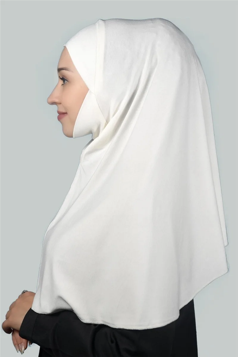 التوبة Ready-made Turban Practical Scarf with Veil Hijab with Nikap - Prayer Cover Soufflé (Xl) - Ecru