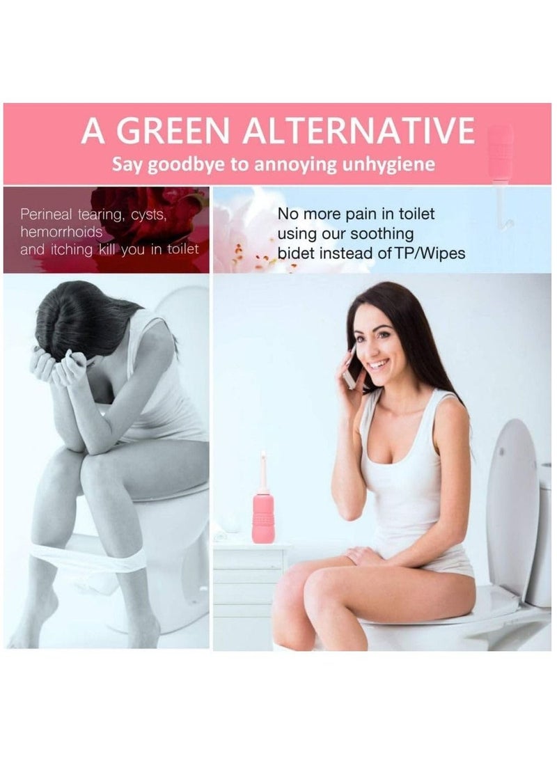 2 Pack Travel Bidet, 450ml Portable Bidets Sprayer Upside Down Squeeze Flusher Bottle Momwasher Postpartum Clean Personal Hygiene Care Portable Bidet for Travling,Kids,Eldery (Pink+Green) - Image 2