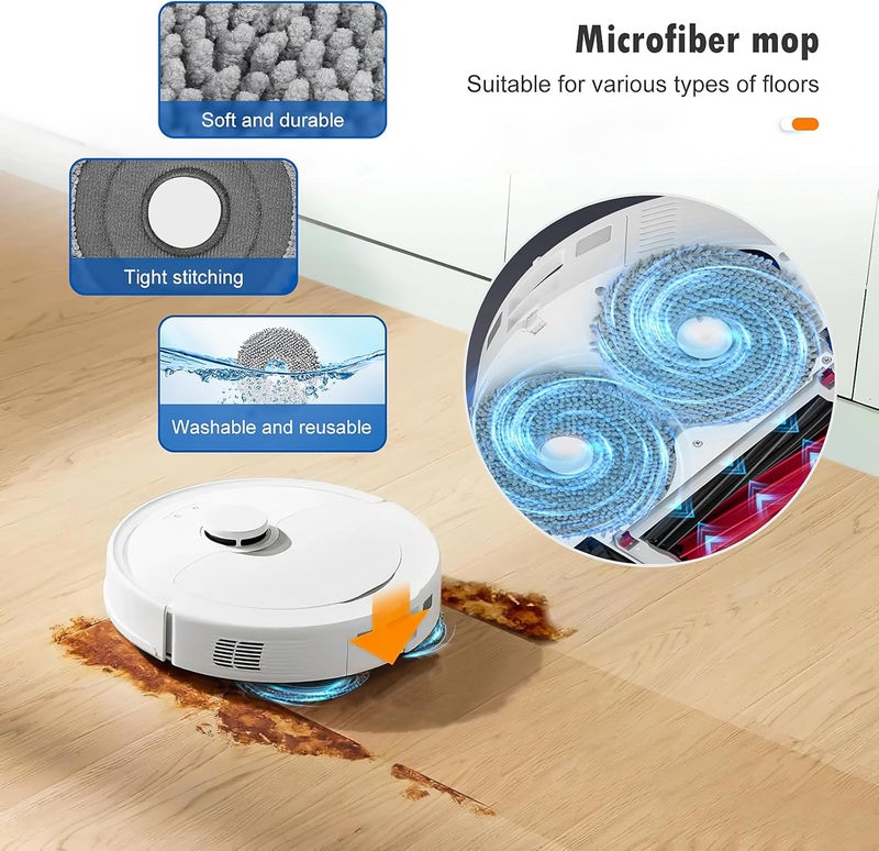 AnDongo 21 Pack Accessories Set for Roborock Qrevo Master Robot Vacuum Cleaner, 2 Main Brush, 4 HEPA Filters, 4 Mop Pads, 4 Side Brushes, 6 Dust Bags, 1 Cleaning Brush - Image 5