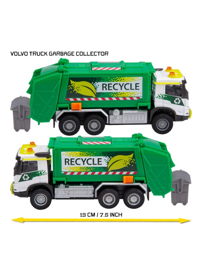 Majorette Volvo FMX Truck Garbage Collector, 19 cm Officially Licensed Volvo Garbage Truck, Grand Series Diecast Toy with Metal Cab, Freewheel, Movable Container and Accessories, Ages 3+ - Image 2