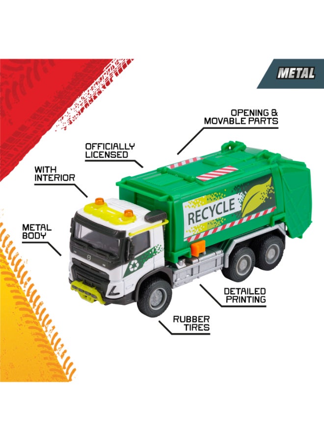 Majorette Volvo FMX Truck Garbage Collector, 19 cm Officially Licensed Volvo Garbage Truck, Grand Series Diecast Toy with Metal Cab, Freewheel, Movable Container and Accessories, Ages 3+ - Image 3