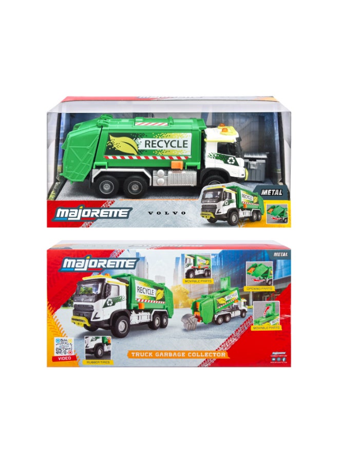 Majorette Volvo FMX Truck Garbage Collector, 19 cm Officially Licensed Volvo Garbage Truck, Grand Series Diecast Toy with Metal Cab, Freewheel, Movable Container and Accessories, Ages 3+ - Image 4