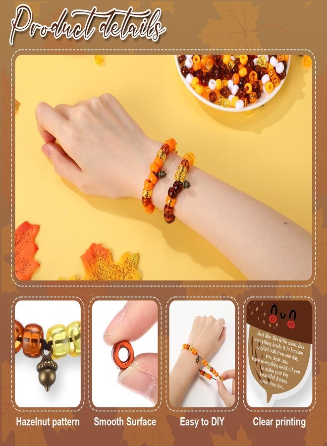 Tondiamo 36 Set Thanksgiving Bracelet Kit Fall Bracelet Crafts Kit Thanksgiving Acorns Shaped Beads and Card with Jute Twine for Jewelry Making Fall Classroom DIY Games Activities Prizes - Image 3